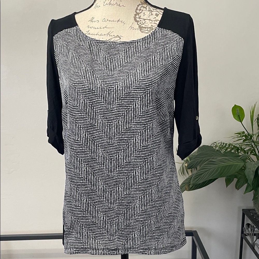 The Limited Black and White Chevron Blouse